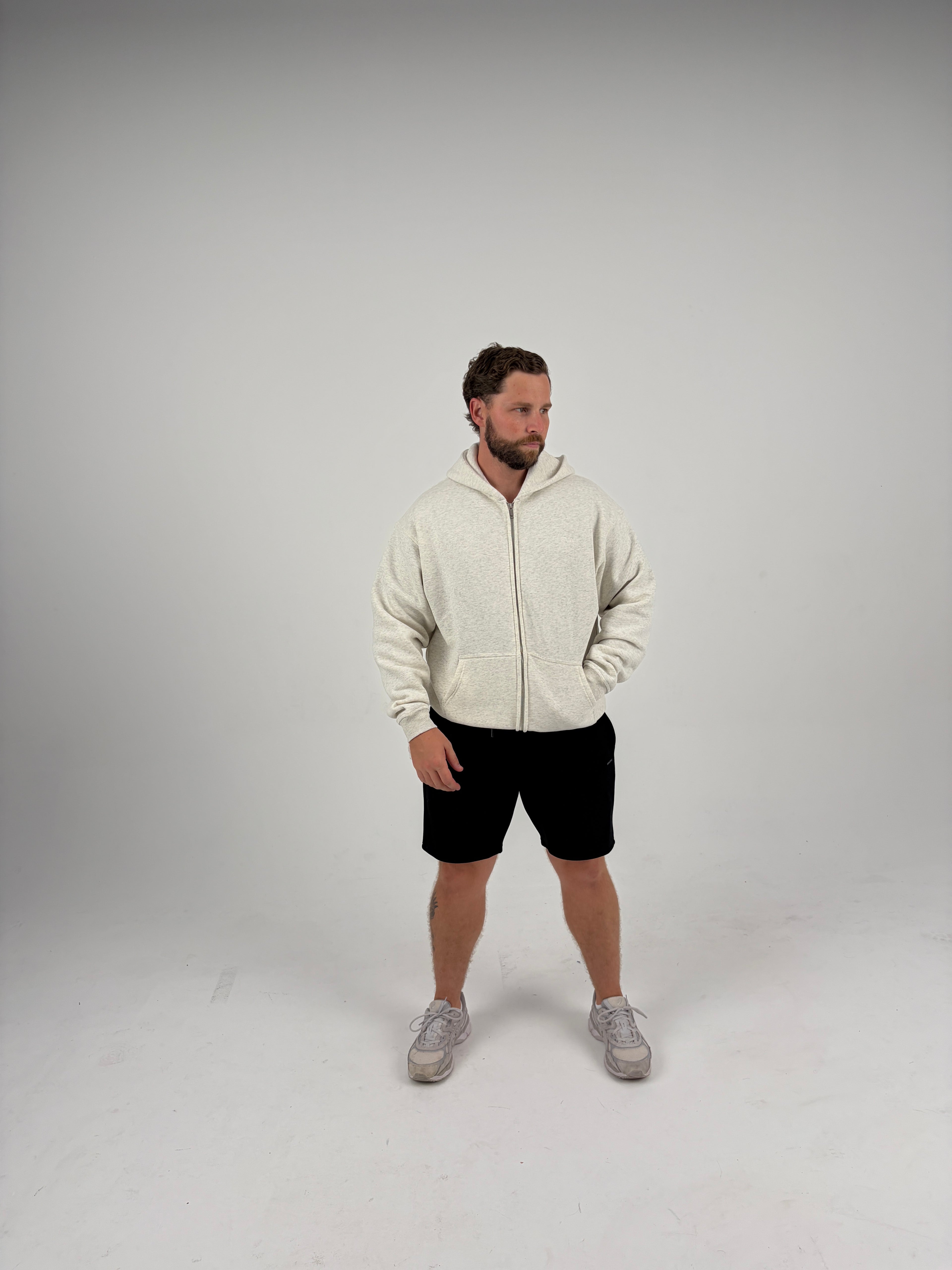 Oversized Zip Hoodie - Oatmeal Grey