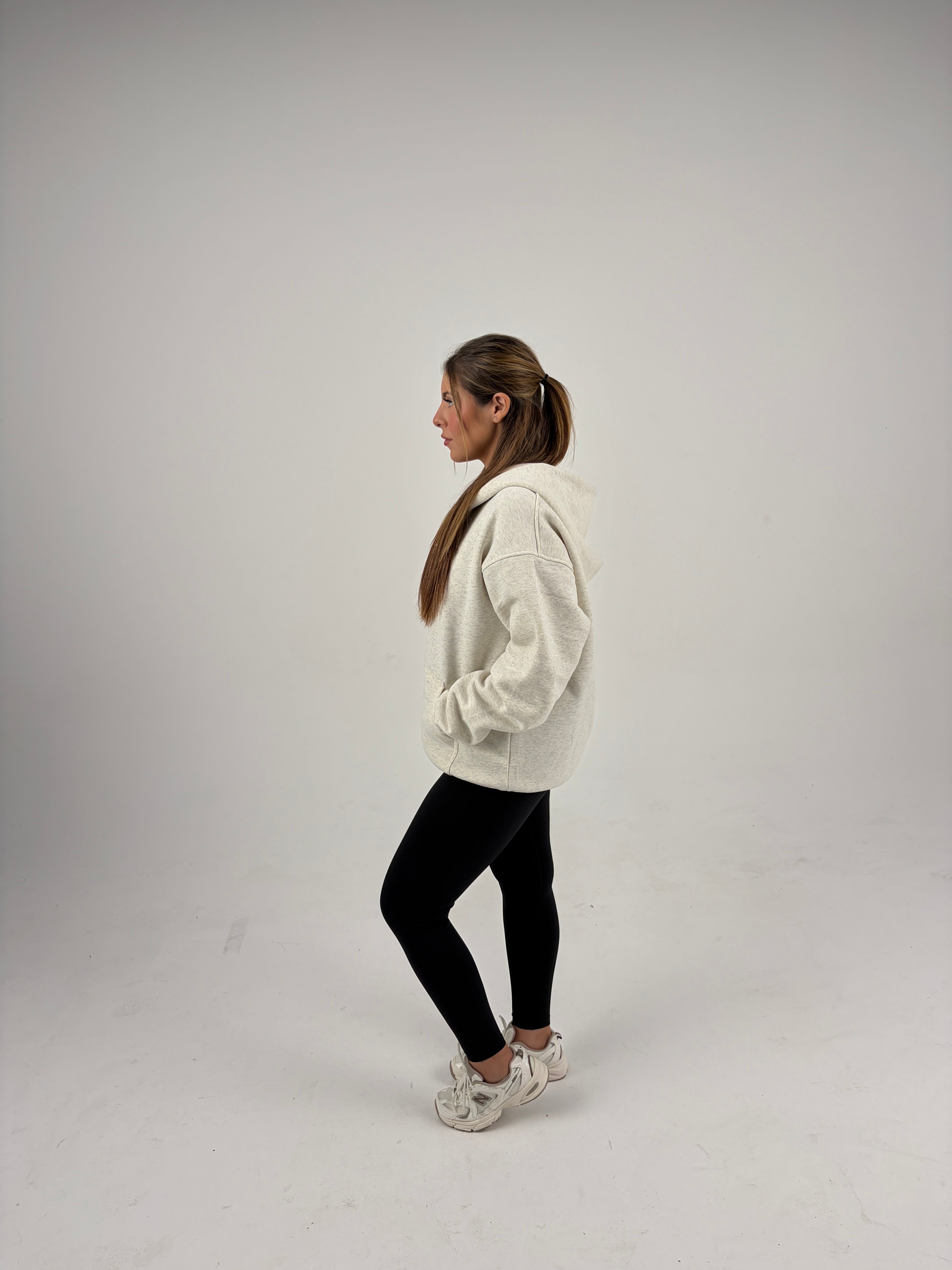 Oversized Zip Hoodie - Oatmeal Grey