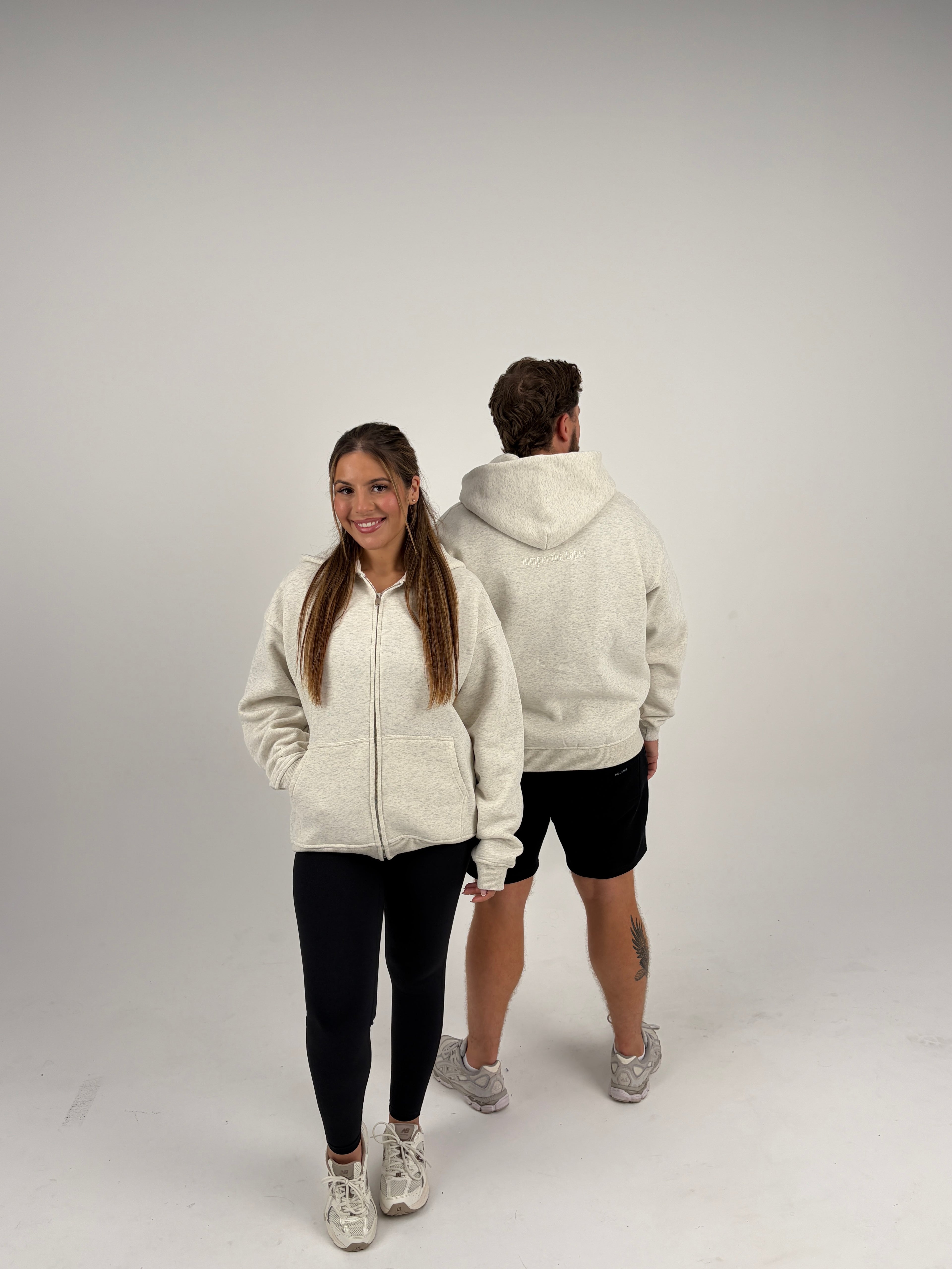 Oversized Zip Hoodie - Oatmeal Grey